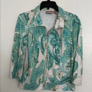 Chico's Teal and White Paisley Jacket